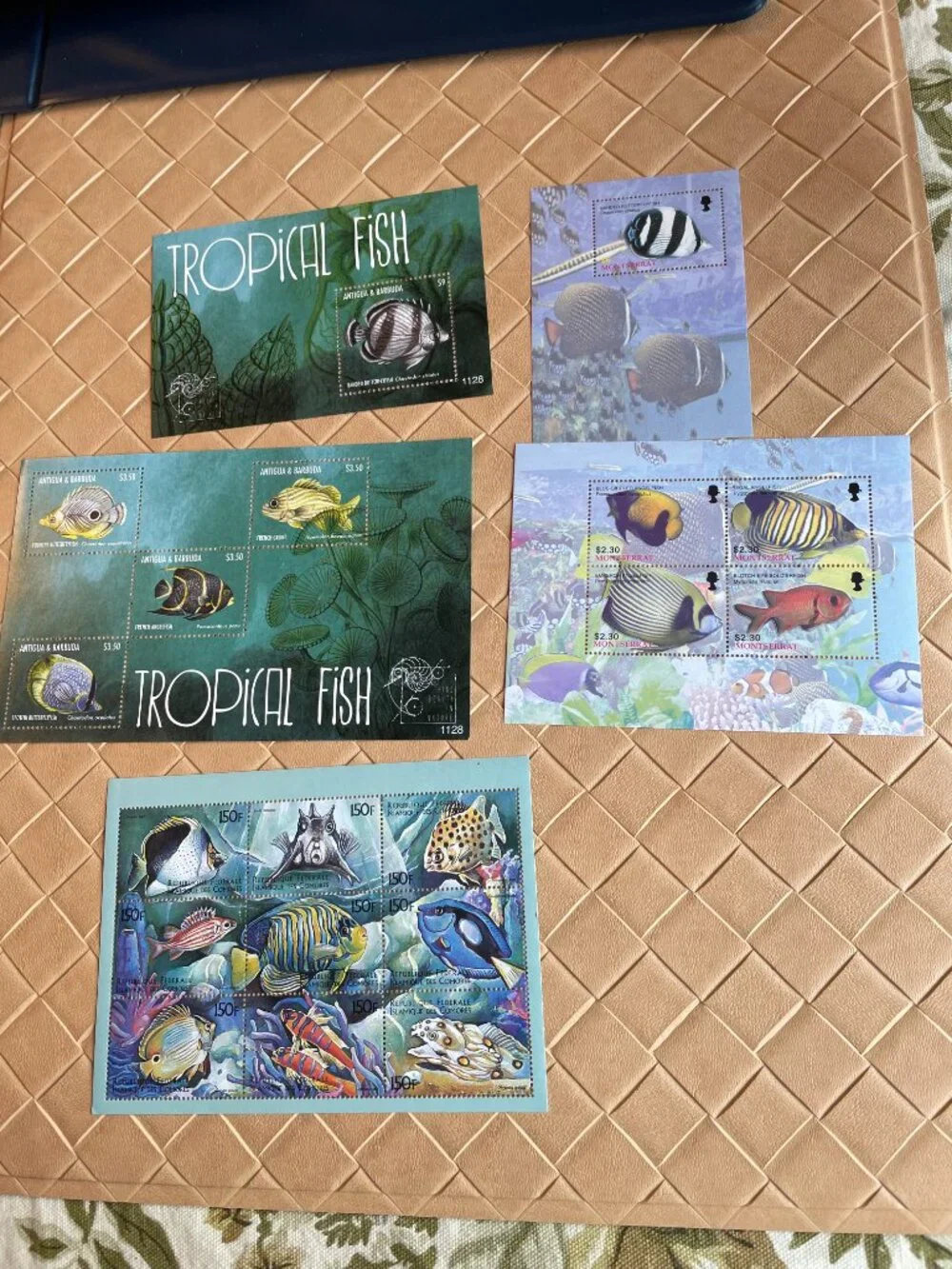 19 Fish Stamps from World Fish Stamp Collection & Binder Mystic Stamp Co. New